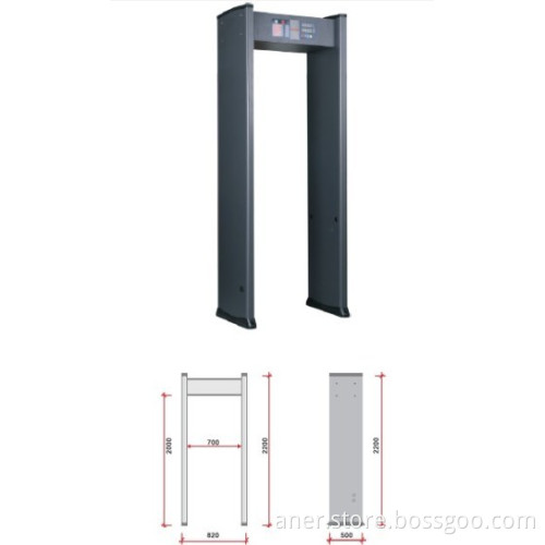 High sensitivity work-through metal detector doors